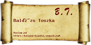 Balázs Toszka névjegykártya